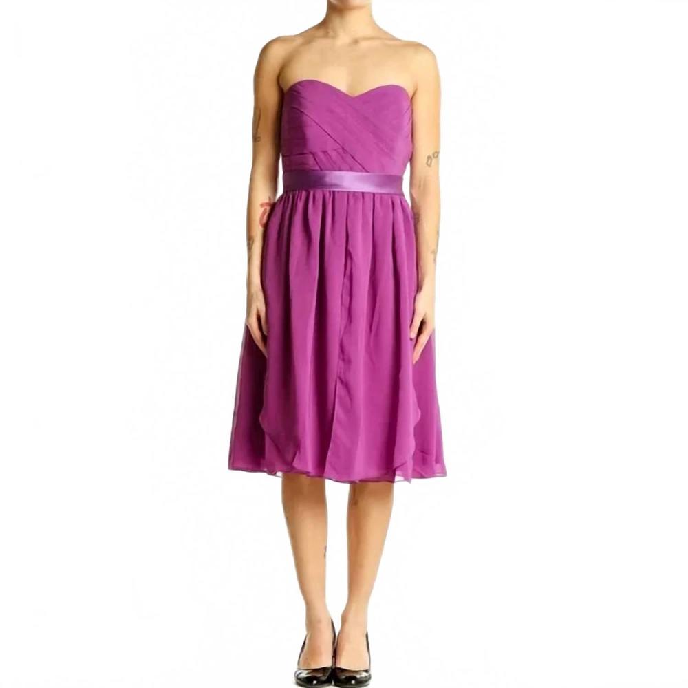 NEW COCOMELODY strapless chiffon party dress in purple